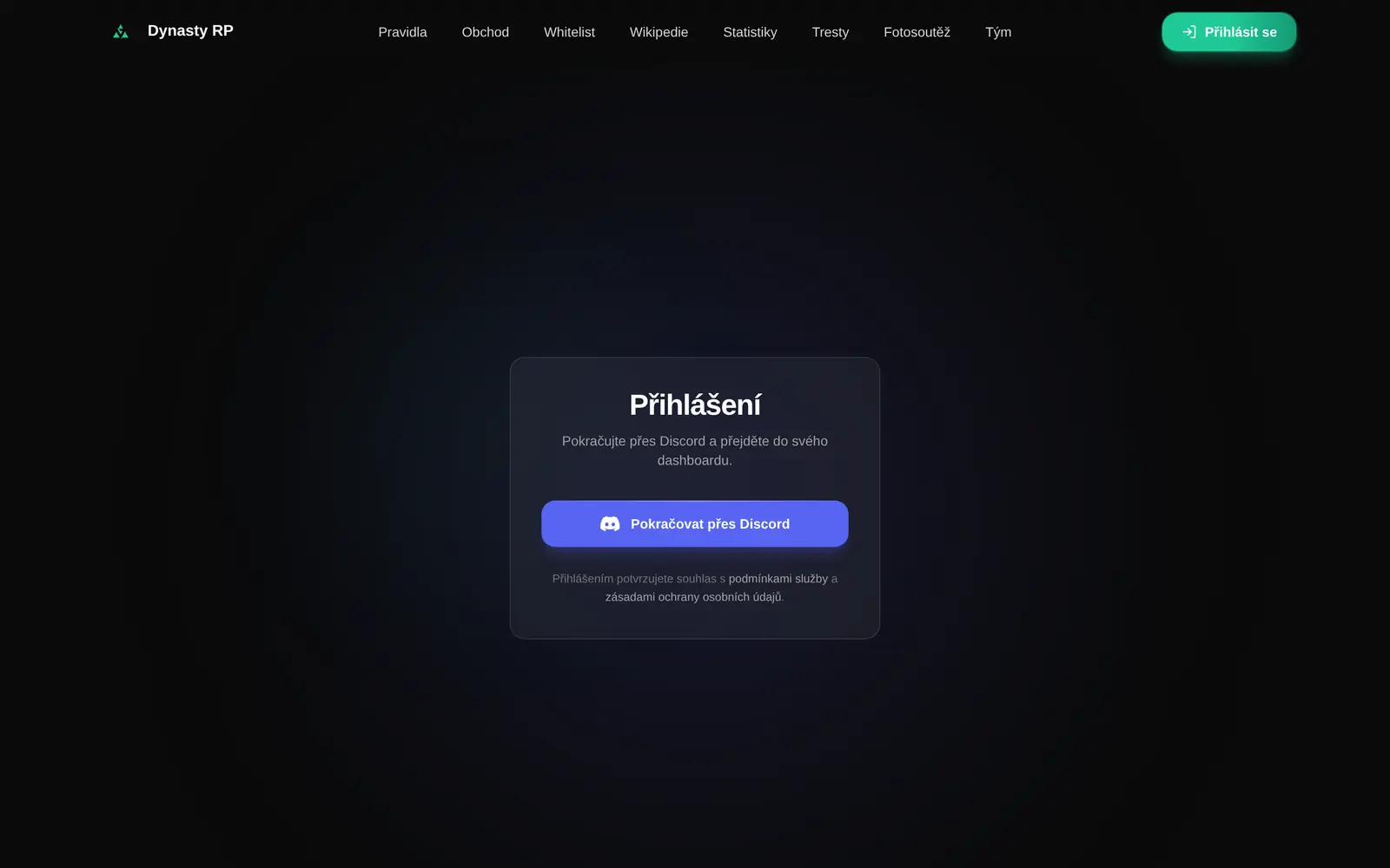 Prihlásenie do dashboardu cez Discord