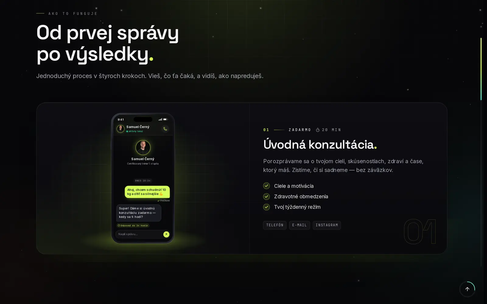 Sekcia Ako to funguje s ukážkou správ v mobile